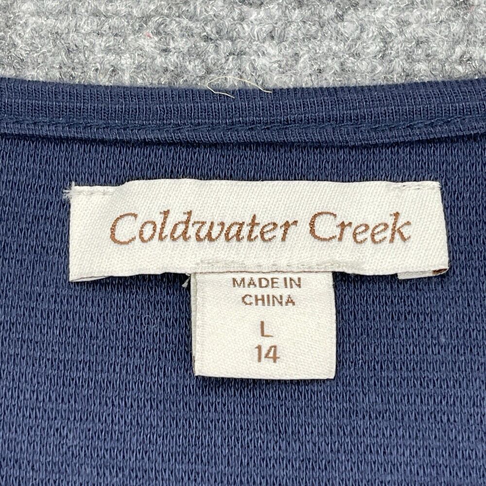 Coldwater Creek Cardigan Sweater Womens Large Navy Button Front Pockets Cotton - Picture 4 of 10